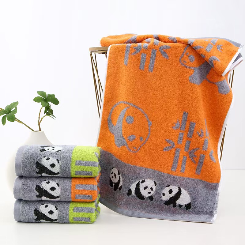 Bamboo Fiber Colored Yarn 130 Thickened Panda Jacquard Towel, Soft and Absorbent, Suitable for Home Use, Company Gifts, Wholesale Towel