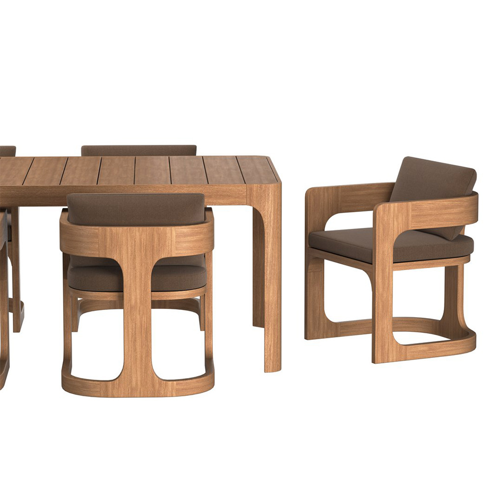 Mesa y silla de teca al aire libre patio villa mesa larga impermeable alojamiento solar jardín al aire libre terraza ocio muebles anticorrosivos