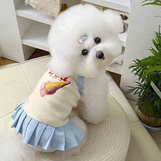 韩系春夏装猫咪狗狗衣服可爱卡通服装泰迪比熊博美小型犬背心裙子