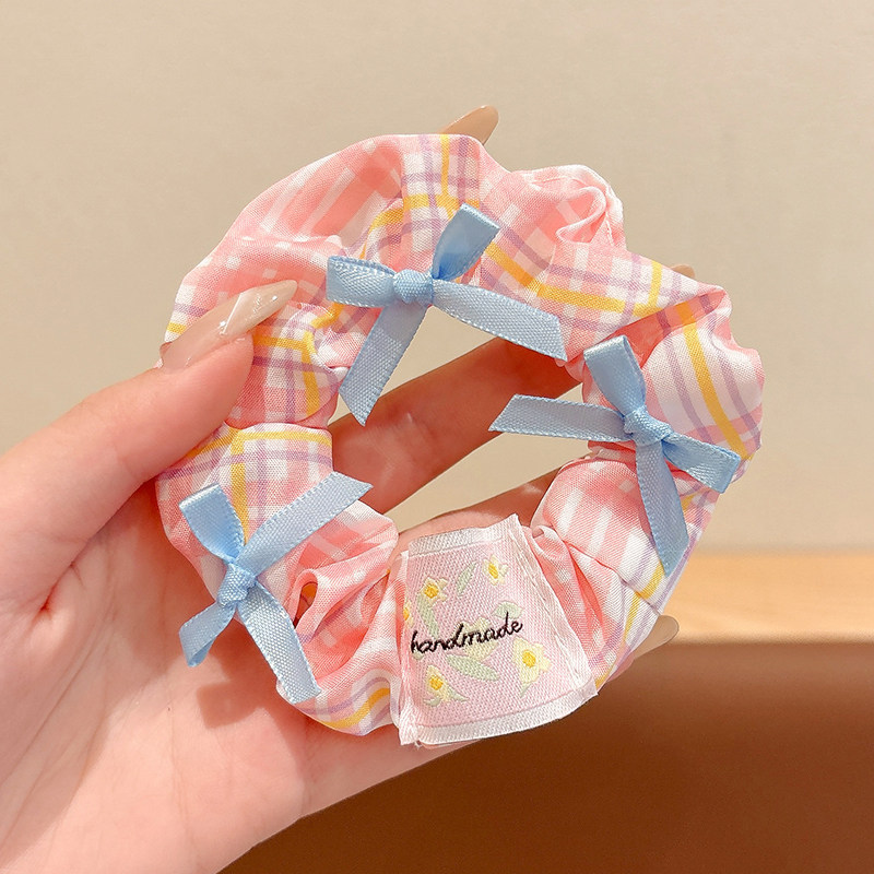 40# pink plaid bow-11cm