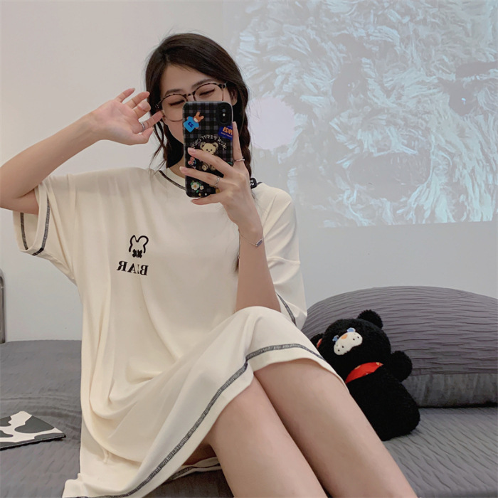 2024 pijamas de verano pijamas de chicas dibujos animados largo hilo de manga corta chaqueta en vivo ropa doméstica mayorista