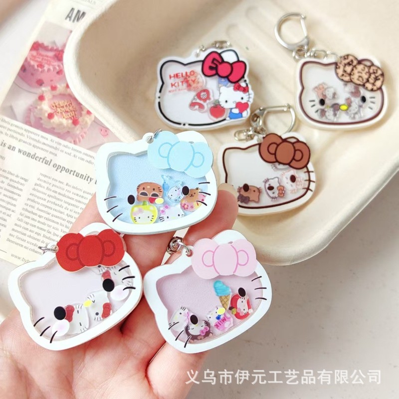 かわいい女の子漫画風平面インスタ風ハローキティキーホルダー、甘いキティ猫バッグチャームアクセサリー、女性向けトレンド|undefined