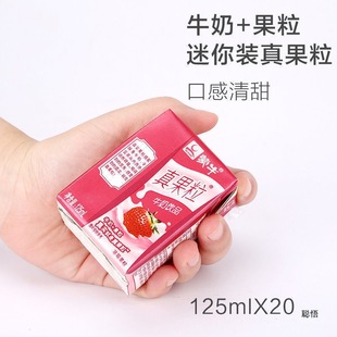 Date Fresh Mengniu Xiaozhen Fruit Strawberry Flavor Box Bulk Fat Milk Drink Wholesale 125ml/20/40