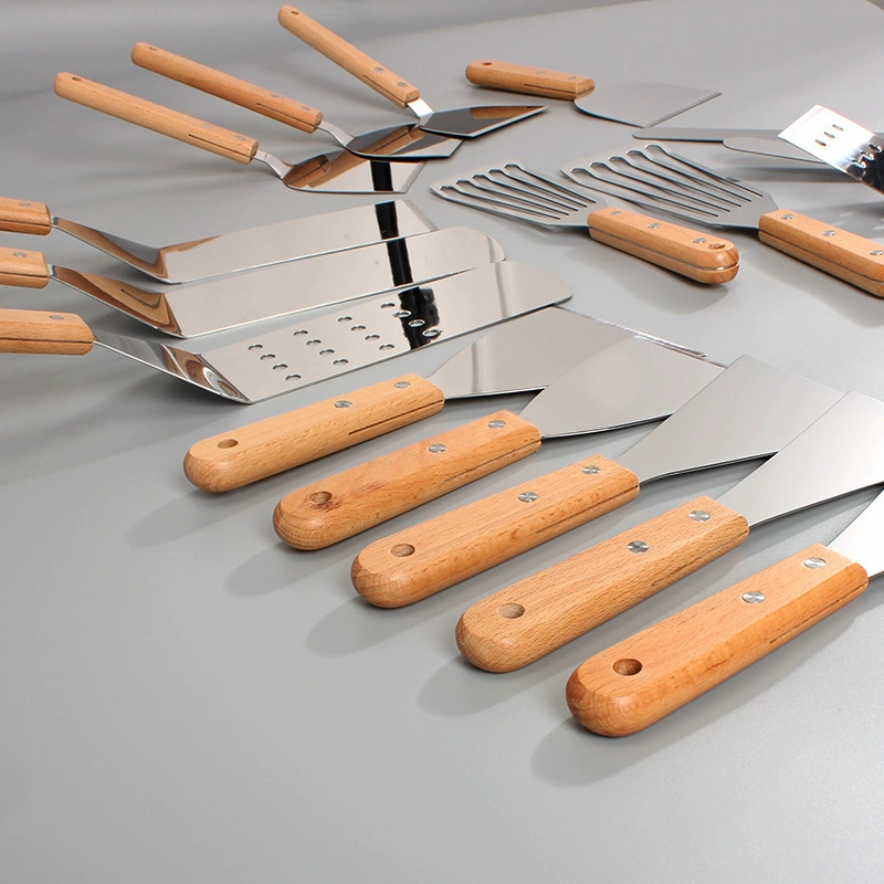 Amazon Boom Wood Hands Stainless Steel Stainless Steel Discovery Powder Flat -Platform Tie Boiler Pancake Fruit Grabbing Tool