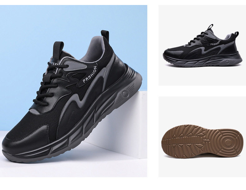 Giày thể thao nam da thật thoáng khí đế mềm, giày sneaker casual chạy bộ ngoài trời, gót 3-5 cm — HA8805 màu trắng, HA8805 màu đen chi tiết 11