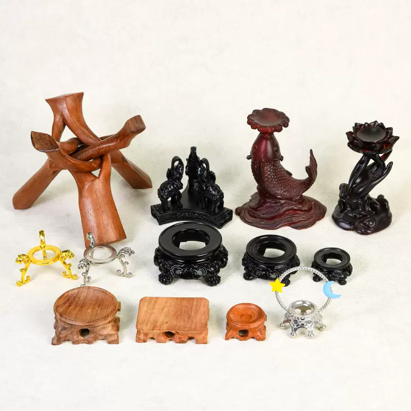 厂家制作实木底座树脂人像动物玉石奖杯底座雕刻玻璃工艺品摆件