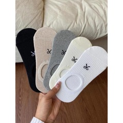 jennie同款蝴蝶結啦~韓國東大門防滑不掉跟透氣吸汗女士船襪