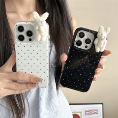 小众ins简约波点立体兔子适用iPhone16苹果15ProMax/14手机壳13女