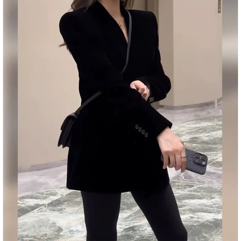 in stock manufacturers wholesale black suit jacket new high JI velvet slim slim small suit jacket women