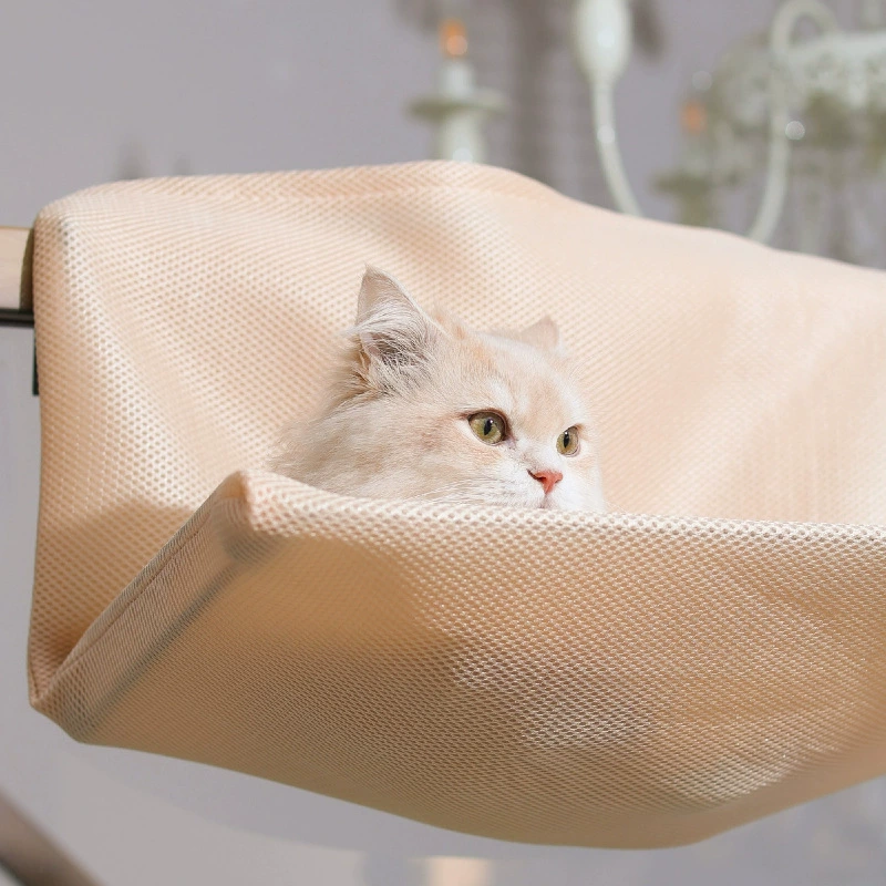 Hanging cat nest for all seasons, removable and washable folding railing chair, sandwich mesh cat hammock hanging bed