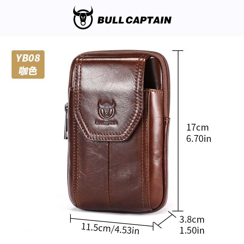 Capitán Niu cuero hombres cinturón de cuero multifuncional gancho cuero genuino 5.5.6.4.7 pulgadas teléfono móvil caja registradora bolso de la cintura