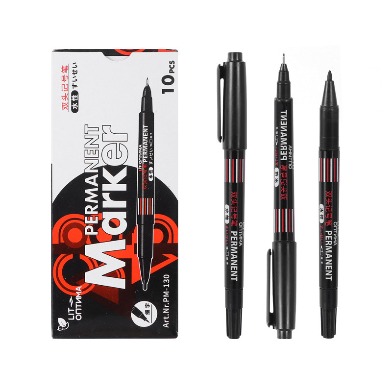 Pluma de Gancho Doble pequeña Negro Rojo Azul marcador de arte a base de agua de secado rápido pintura en caja marcador aceitoso muy fino