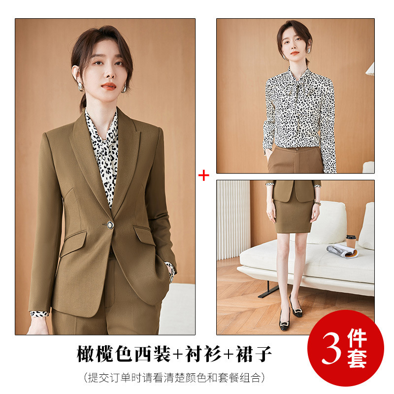 6261 olive suit +9281 skirt+8281 wave dot shirt