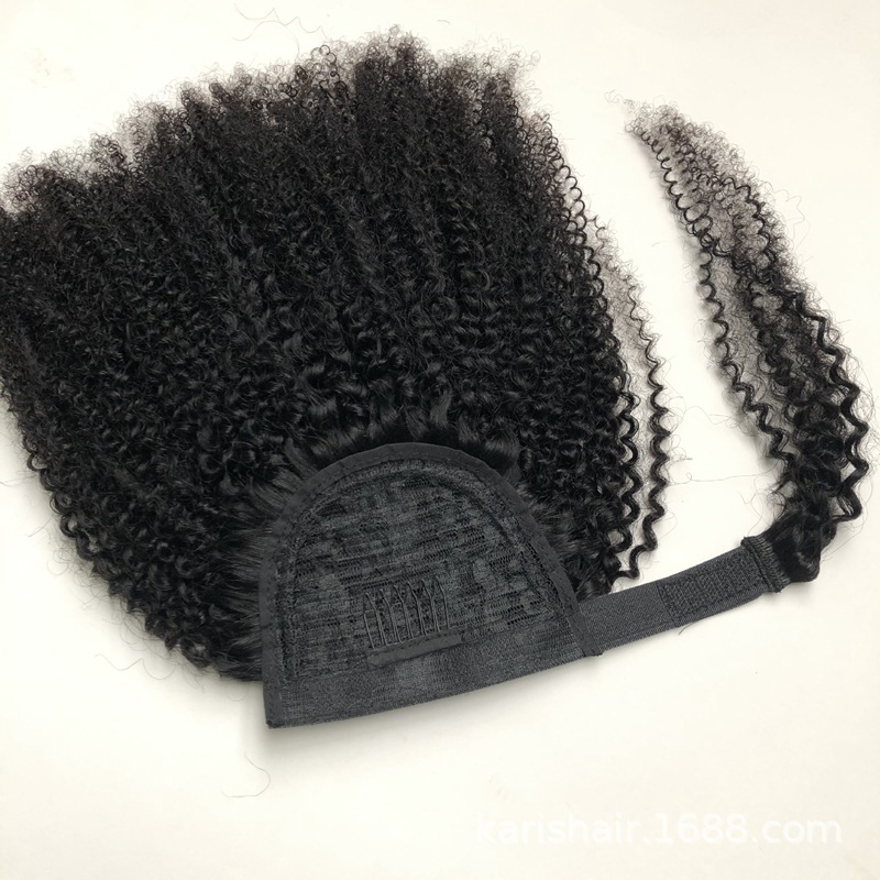 Afro rizado velcro cola de caballo con clip Afro rizado Cola de Caballo peluca cola de caballo