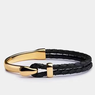 Amazon hot sale stainless steel hook leather bracelet men's classic leather bracelet