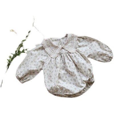 2022 primavera nuevo estilo coreano bebé mameluco ins floral jumpsuit fresco solapa mameluco de las niñas