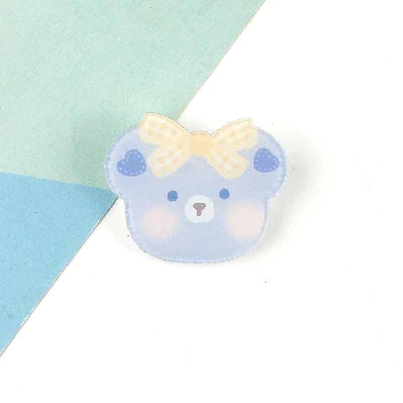 Acrylic Badge Pin Cute Bear Brooch, 3 cm Charming Cartoon Design, lightweight 0.003 kg