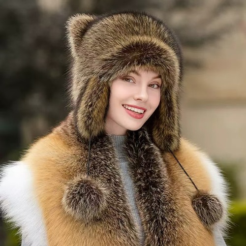 2024 New Small Raccoon Furry Hat, Lei Feng Style – Winter and Autumn Warm-Keeping Ear-Protecting Fur Cap, Unisex Design