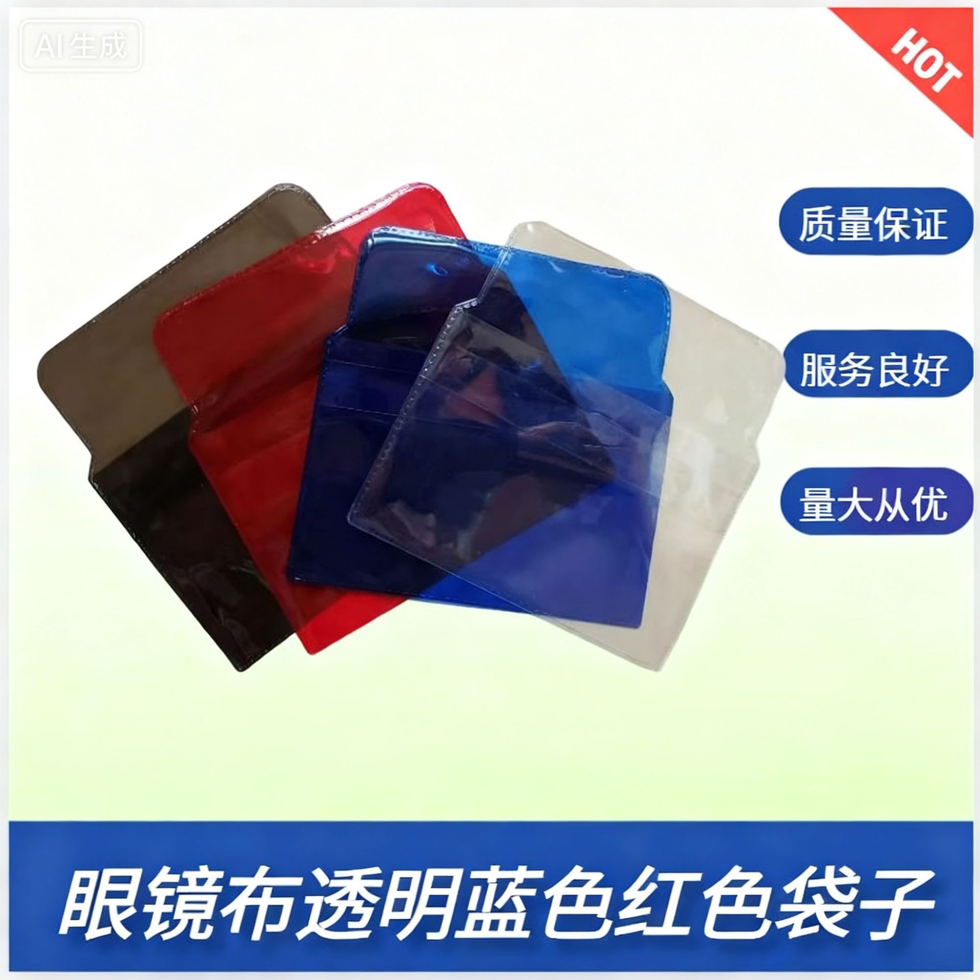 现货pvc眼镜布塑料包装袋纪念币徽章袋透明蓝色红色翻盖自封袋子