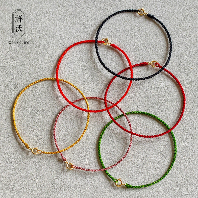 细款手绳编织手链金线多色手工编织绳DIY可穿珠叠戴饰品友谊红绳