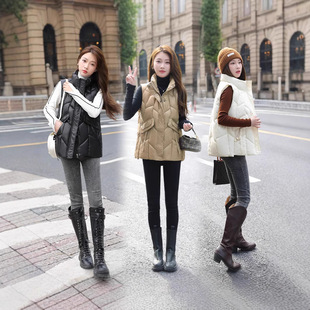 New Glitter Face Wash-Free Down Cotton Vest Women's 2023 Autumn and Winter Short Korean Style Cotton Vest Waistcoat