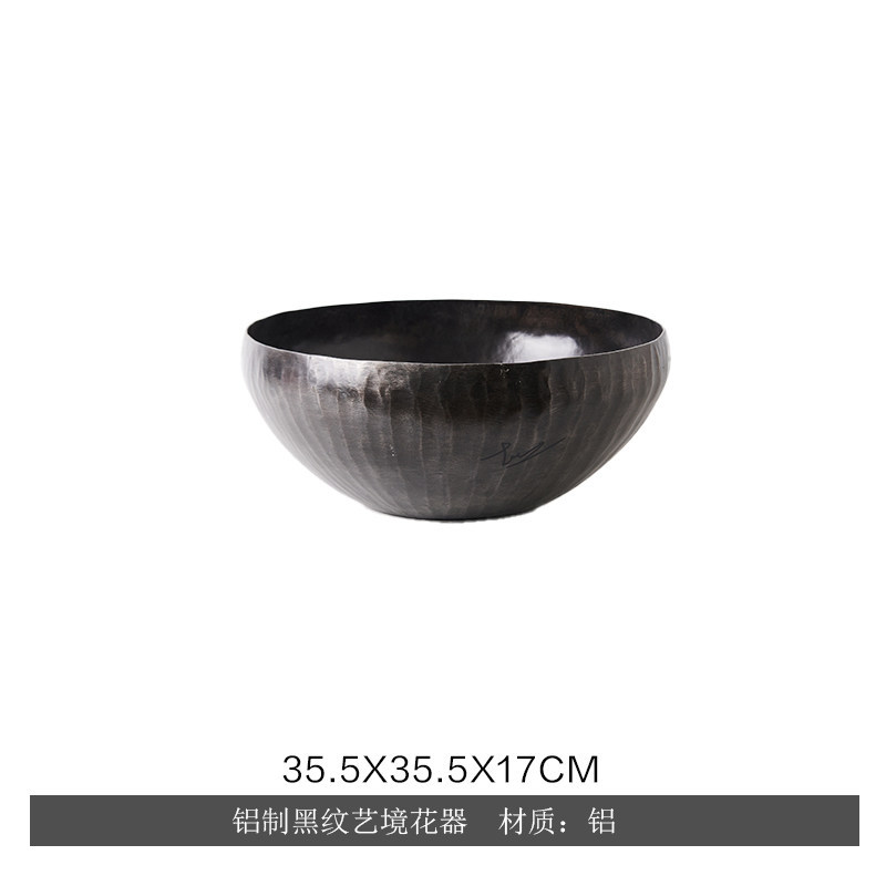 Maceta Martillada Metálica de Metal Semiartesanal para Flores y Decoración del Hogar