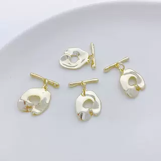 14K包金保色异形不规则椭圆OT扣diy珍珠手链项链饰品扣子接头配件