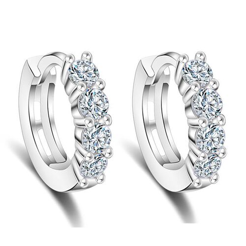 Hole Heart Earrings for Women - Single Row Diamond Circle Zirconia Stud Earrings - Elegant and Chilled Style High-end Earrings