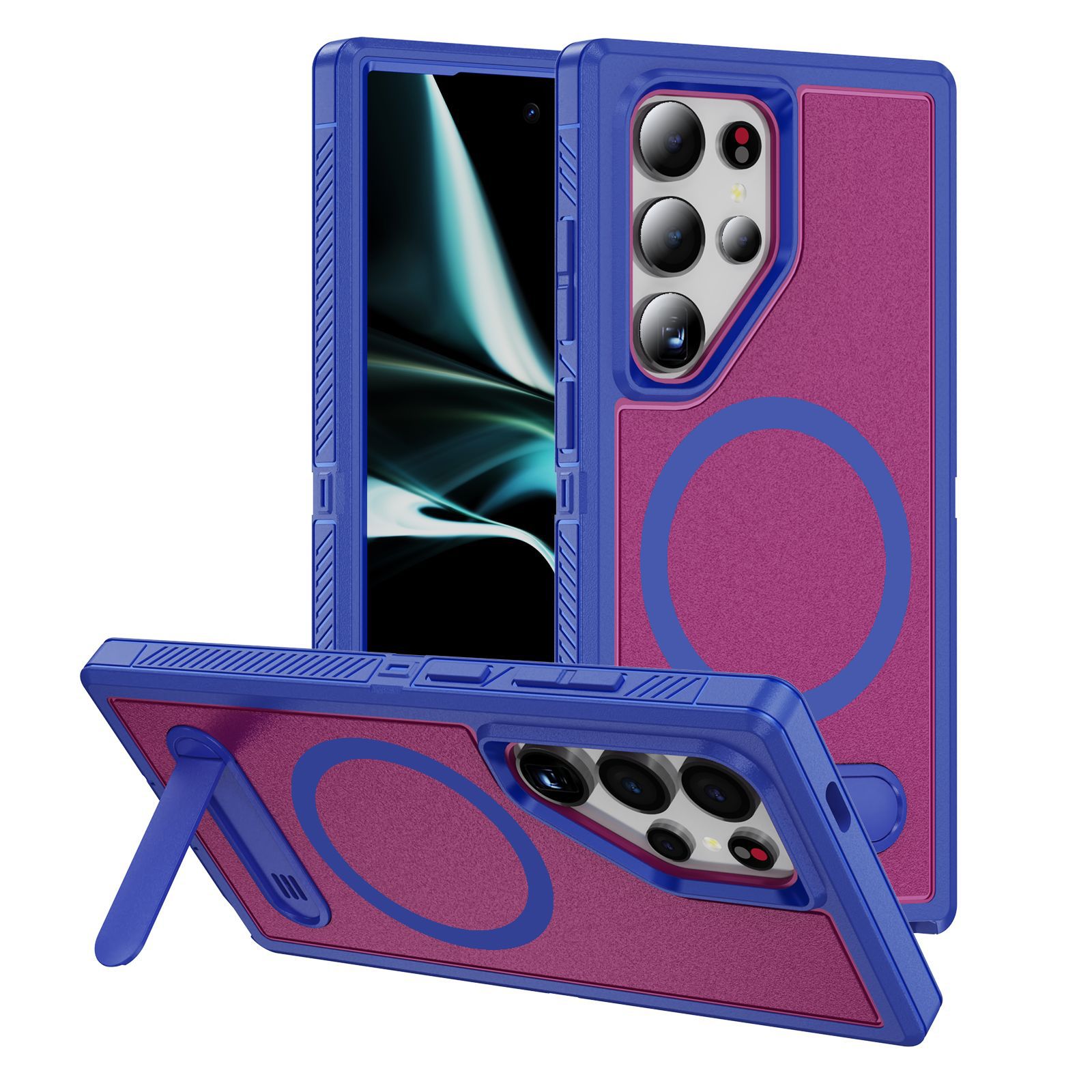 Adecuado para Samsung S25ULTRA Guardian Soporte magnético Estuche para teléfono móvil S24 Estuche protector S23 resistente de doble capa a prueba de caídas