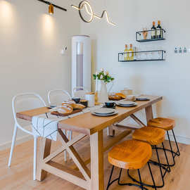 北欧实木餐桌椅组合家用长方形全实木长桌餐厅现代简约吃饭桌子