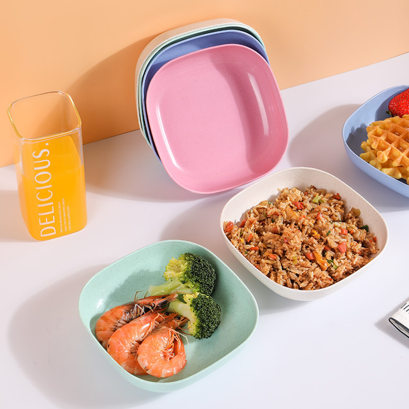 Wheat Deep Square Dish Japanese-Style Household Creative Plastic Dining Table Bone Dish Small Plate Fruit Candy Dish