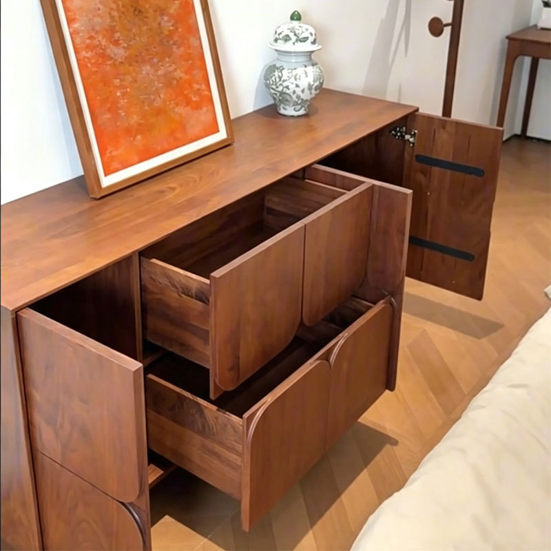 Aparador y Armario de Almacenamiento de Madera Maciza de Nogal Negro de Doble Puerta para Comedor y Sala de Estar image 5