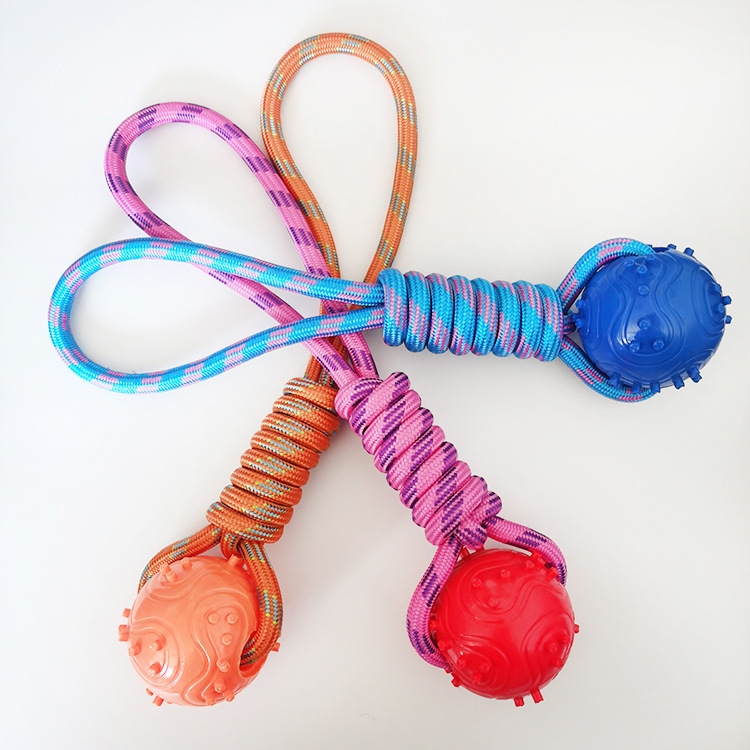 Fábrica transfronteriza nuevo juguete para mascotas cuerda elástica de nylon esférica Limpieza de dientes molares juguete de perro de entrenamiento resistente a mordeduras