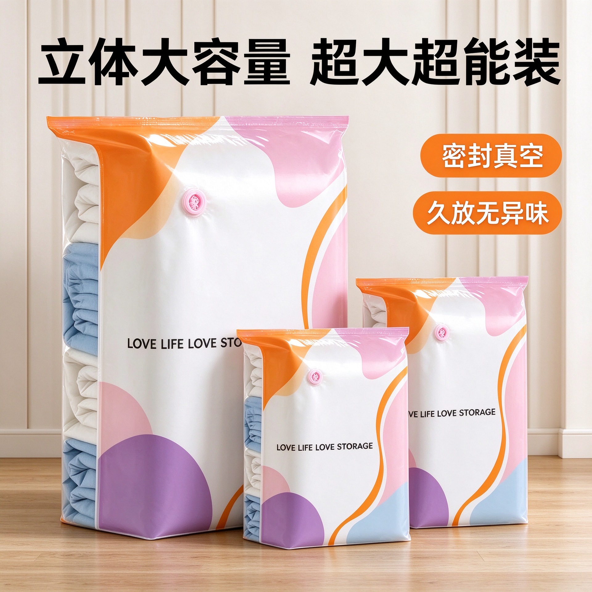 Vacuum compression bag, no-pump travel clothing compression bag, storage bag, manual compression, moisture-proof and mildew-proof storage bag