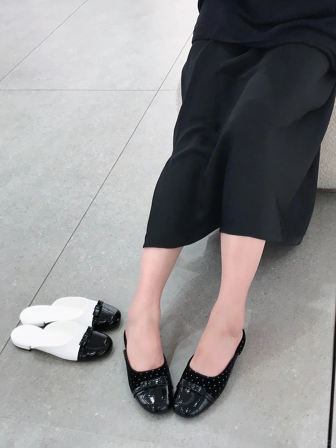 Damen Slipper Mit Schleife Farbblock Design Flache Sandalen_voghion.com
