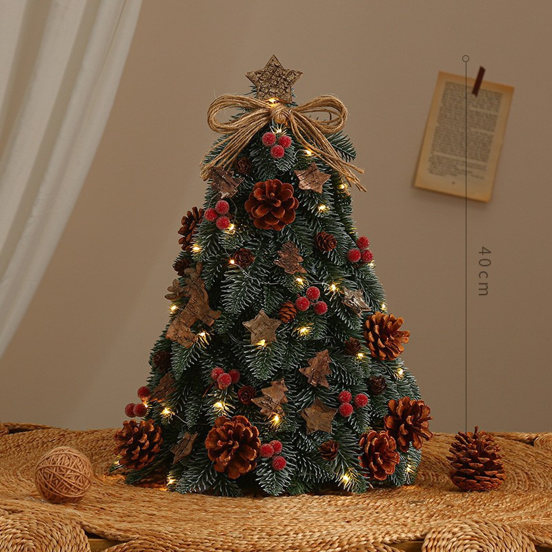 Shengyuan nuevo set de árbol de Navidad de bolas rojas y blancas, decoración de la atmósfera de Navidad, escritorio, árbol de Navidad de pino