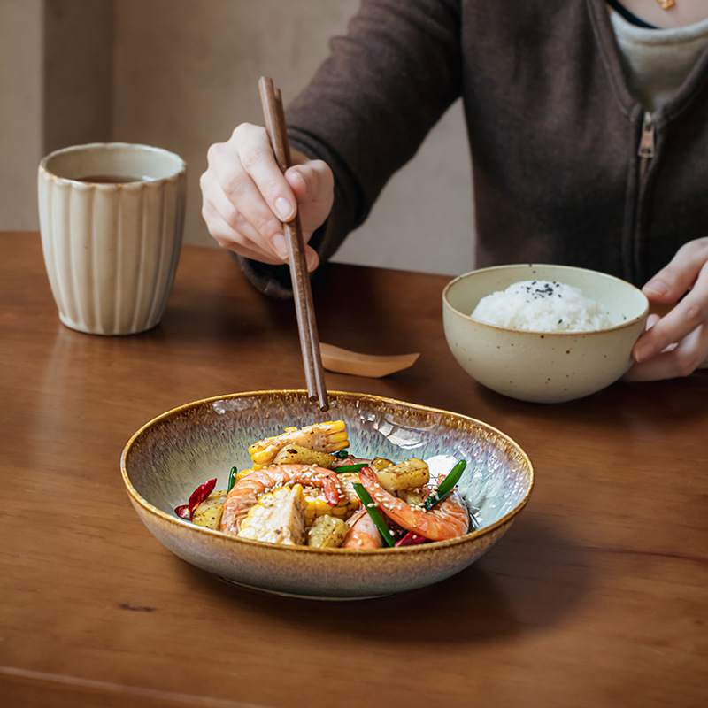 Llama de color hermoso plato de cerámica de 8 pulgadas plato de ensalada de forma especial plato de pasta platos de hotel exportación transfronteriza