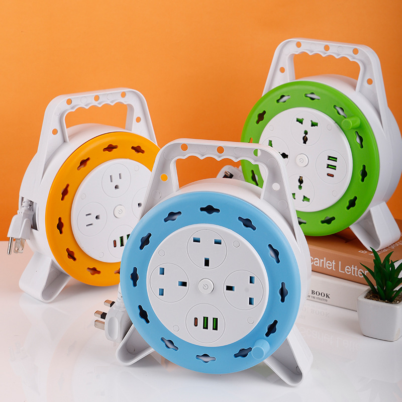 Jack multipropósito de estilo británico y americano 5m m 10m m de disco de cable largo disco de cable retráctil almacenamiento de cable USB