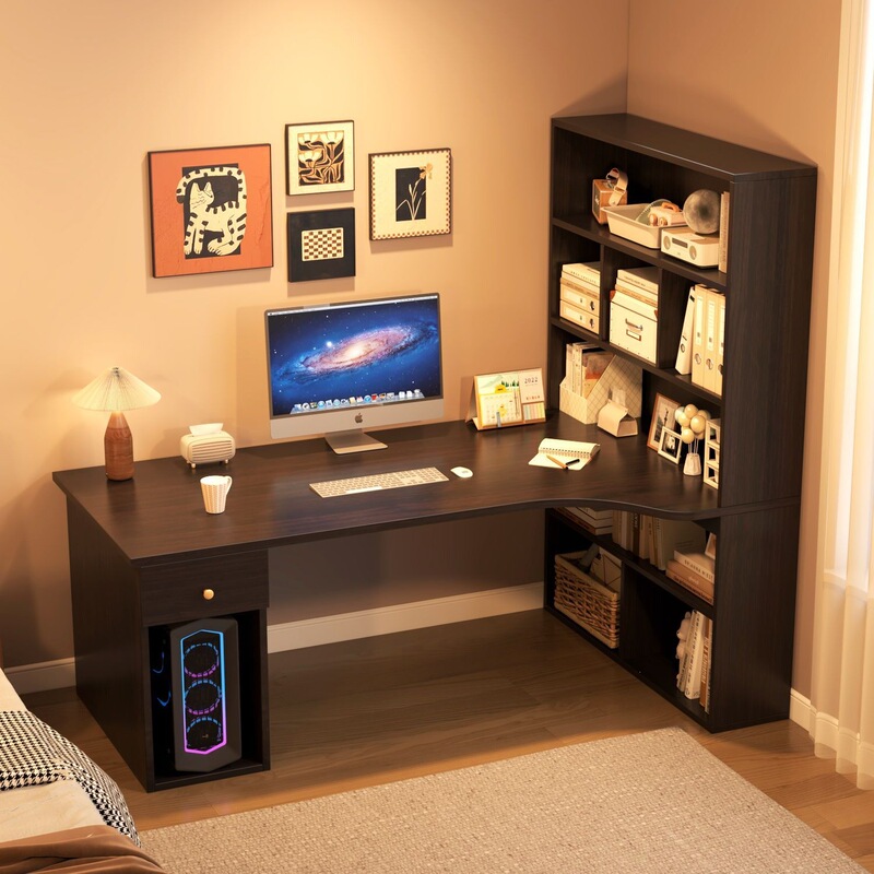 Corner Desk and Bookshelf Combination Two-In-One Computer Desk and Bookcase Integrated Student Writing Desk Bedroom Rectangular Desk Corner Desk and Bookshelf Combination Two-In-One Computer Desk and Bookcase Integrated Student Writing Desk Bedroom Rectangular Desk