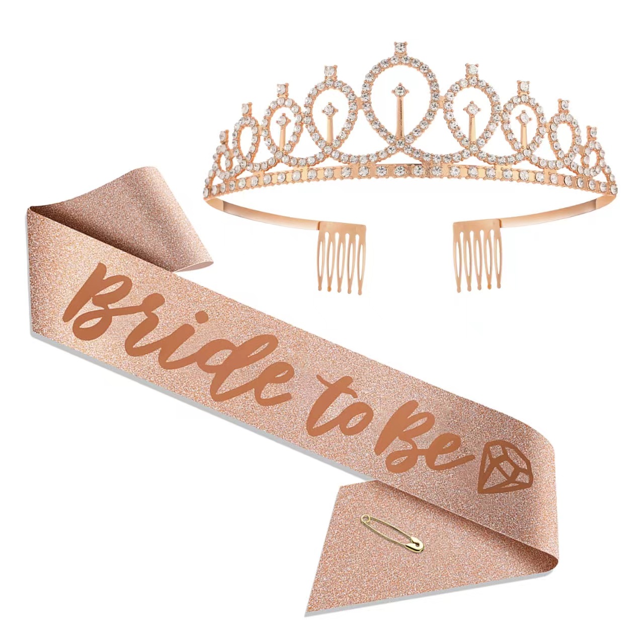 Corona de oro rosa más correa de hombro No. 3