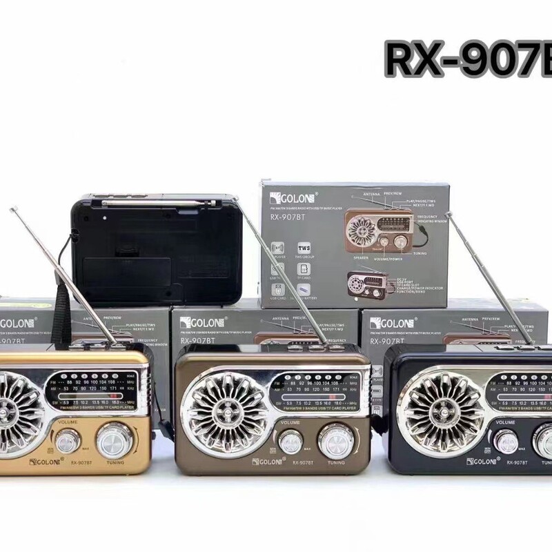 新品レトロRX-BT907Sラジオワイヤレスブルートゥースオーディオポータブルカード付TWSギフトサブウーファ|undefined
