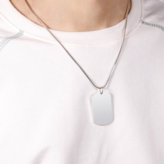 S999足銀光面圓牌吊墜女照片刻字情侶吊牌男士簡約銀牌掛件配飾品