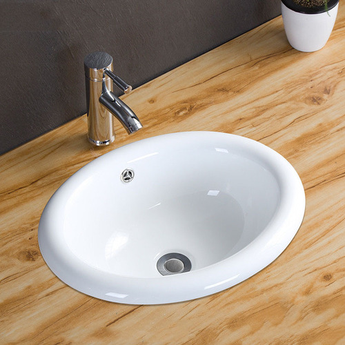 Semi-embedded Ceramic Countertop Basin, Oval Design | Square Washbasin for Home Use | Factory-Price Vanity Sink