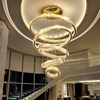 Ceiling lamp for country house for living room, rotating crystal pendant suitable for stairs, light luxury style