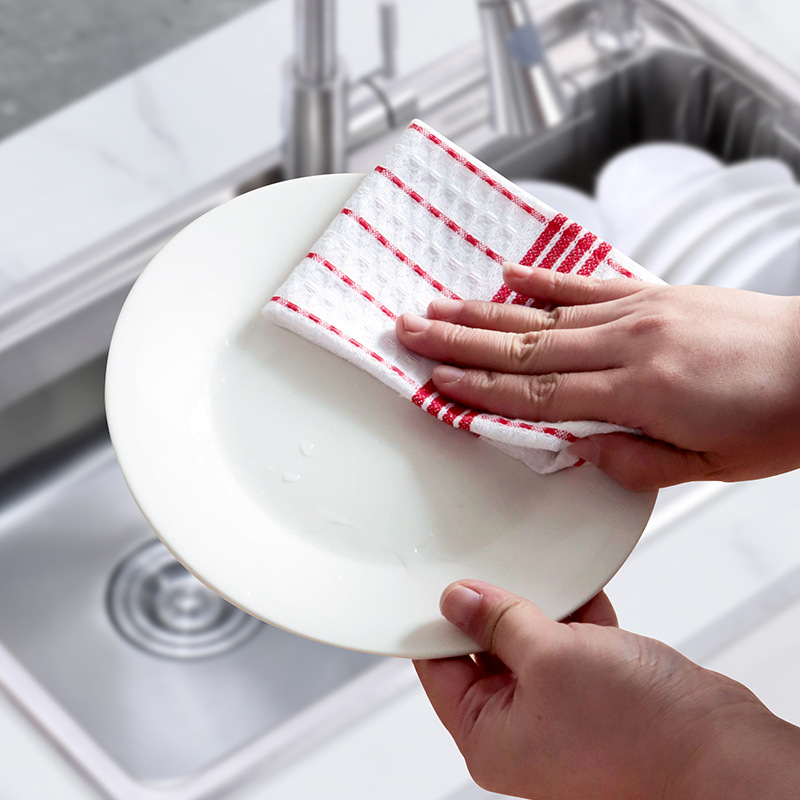 En stock algodón waffle casa cocina estropajo toalla trapo 30*30cm10 paquete