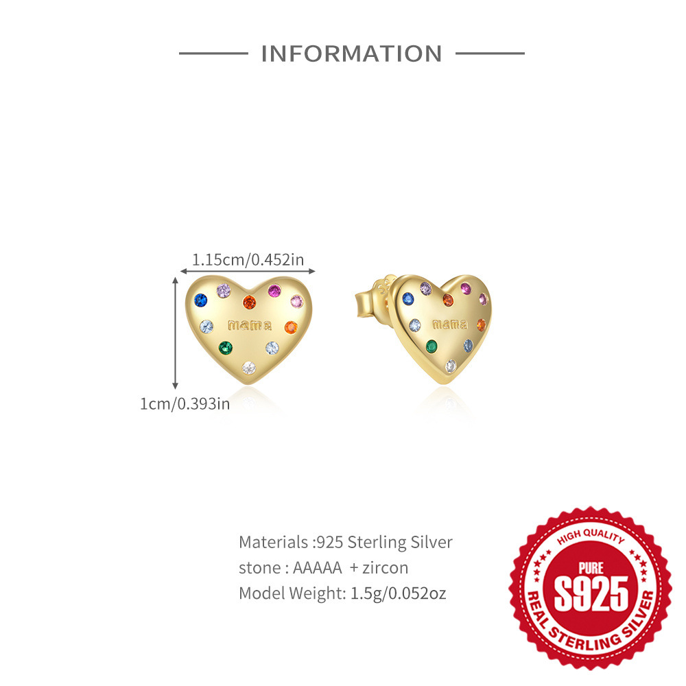 3g Weight 925 Sterling Silver Ear Needle Material 18K Gold Plated Plating Material Ear Studs Classification 1 Pair Quantity Daily, Festival Occasion 925 Sterling Silver Material Mother'S Day Festival Heart Shape Pattern All Seasons Season Unisex Gender Simple Style Style 1 Pair 18K Gold Plated 925 Sterling Silver 925 Sterling Silver Earrings Heart Shape Ear Studs 无