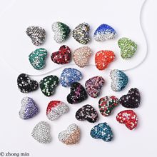 跨境专供软陶泥爱心满钻香巴拉带孔可过笔钻球DIY手机链包链配件