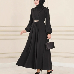Cross-border special for Islamic new Muslim lantern sleeve dress Middle Eastern women's dress Middle Eastern style long skirt