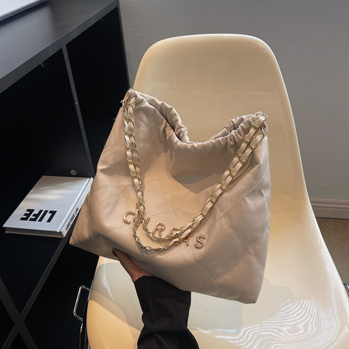 Letter bag for women autumn  new trendy rhombus chain bag casual Korean style fashion embroidery thread single shoulder armpit bag