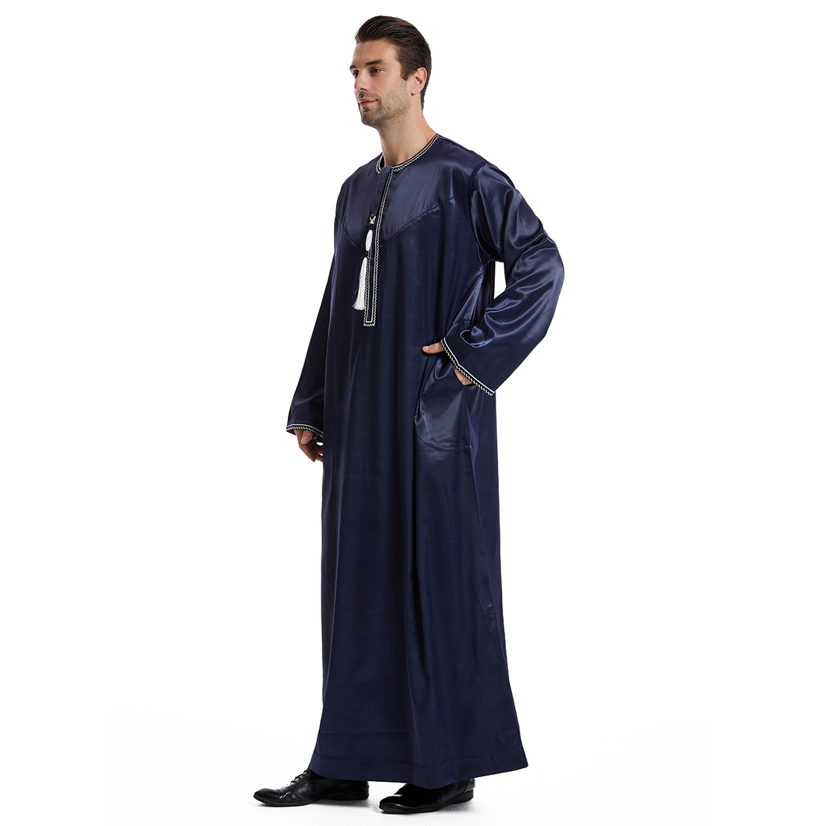 Pánské oblečení, pánská abája z Blízkého východu, jednoduchý muslimský kaftan_voghion.com